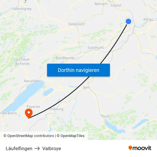 Läufelfingen to Valbroye map