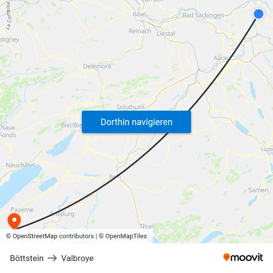 Böttstein to Valbroye map