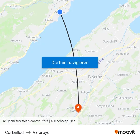 Cortaillod to Valbroye map
