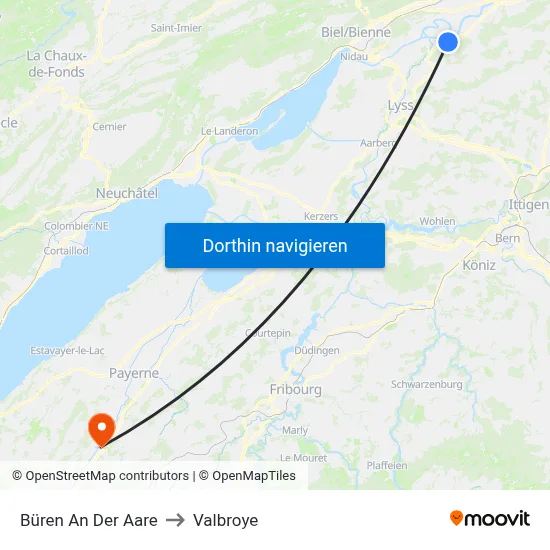 Büren An Der Aare to Valbroye map
