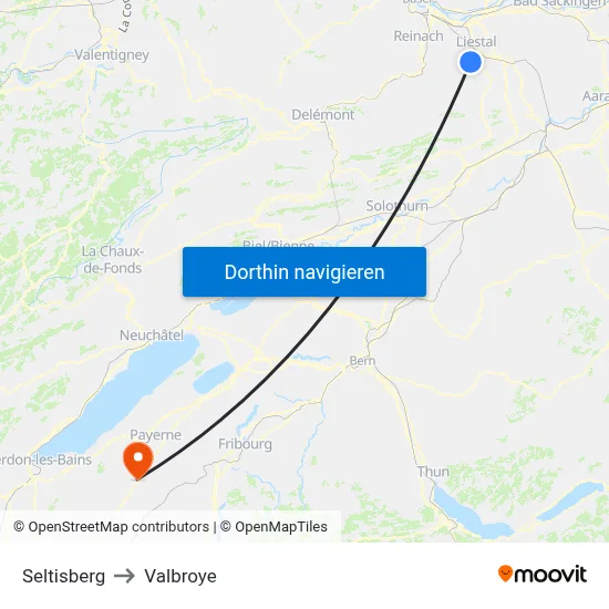 Seltisberg to Valbroye map