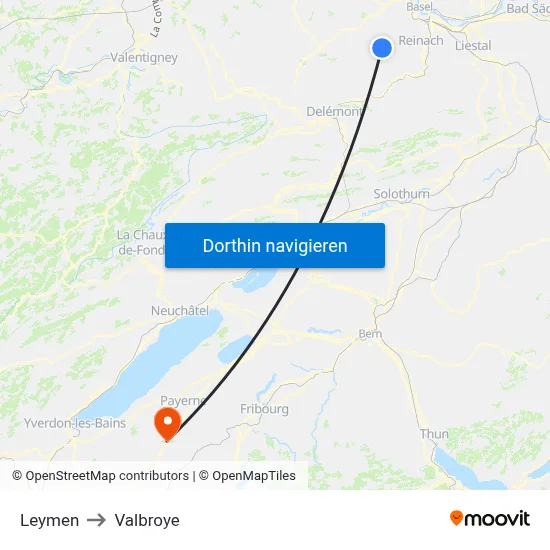 Leymen to Valbroye map