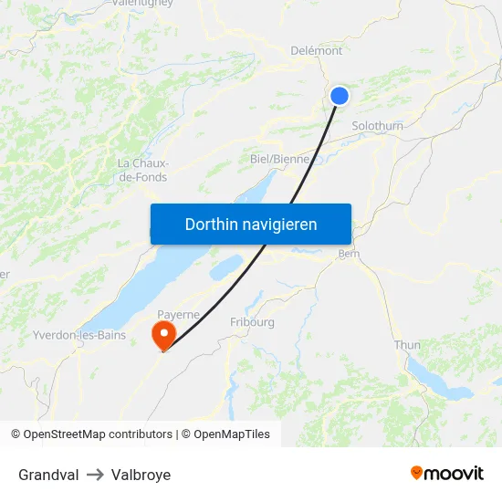 Grandval to Valbroye map