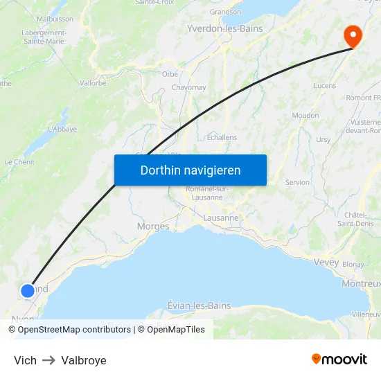 Vich to Valbroye map