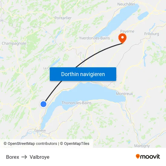 Borex to Valbroye map