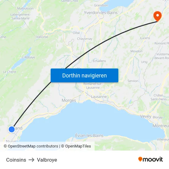 Coinsins to Valbroye map