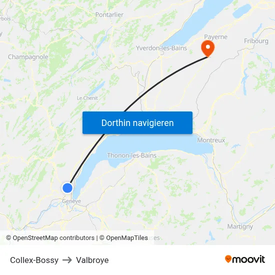 Collex-Bossy to Valbroye map