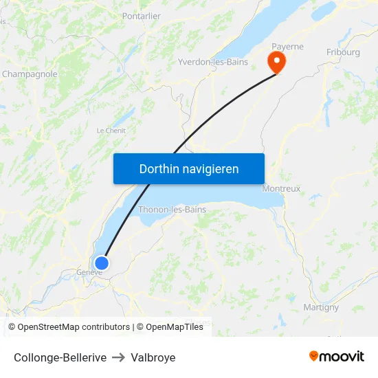 Collonge-Bellerive to Valbroye map