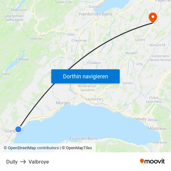 Dully to Valbroye map
