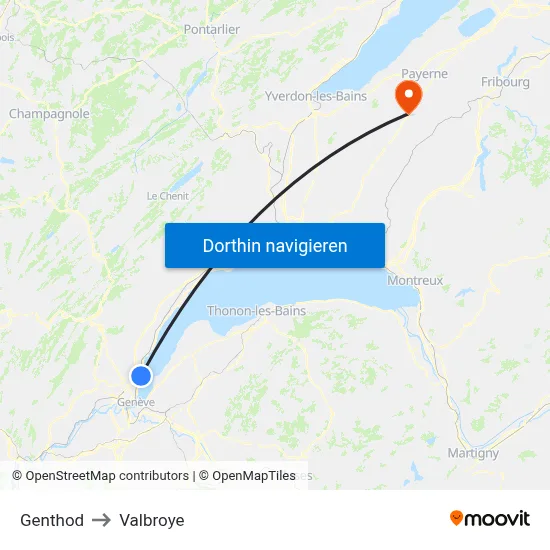 Genthod to Valbroye map