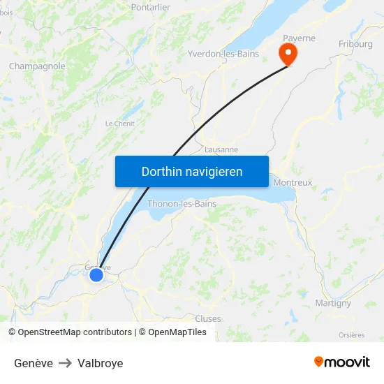 Genève to Valbroye map