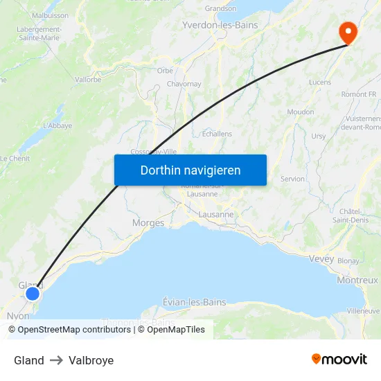 Gland to Valbroye map