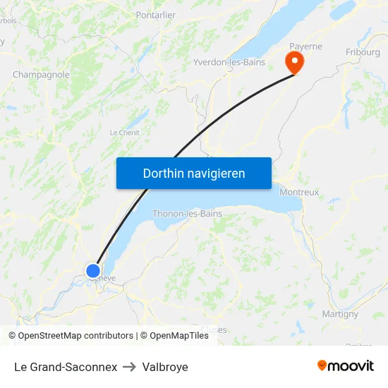 Le Grand-Saconnex to Valbroye map