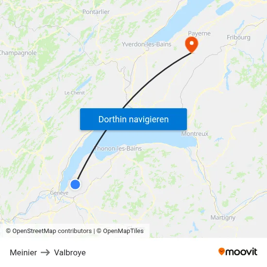 Meinier to Valbroye map