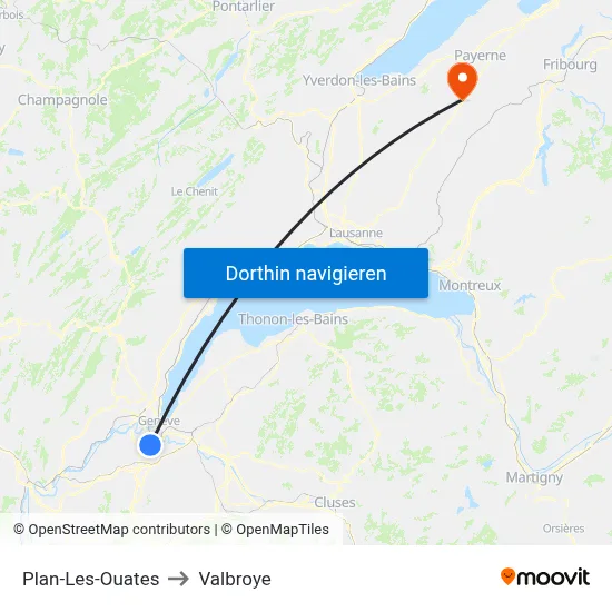 Plan-Les-Ouates to Valbroye map