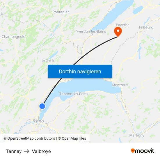 Tannay to Valbroye map