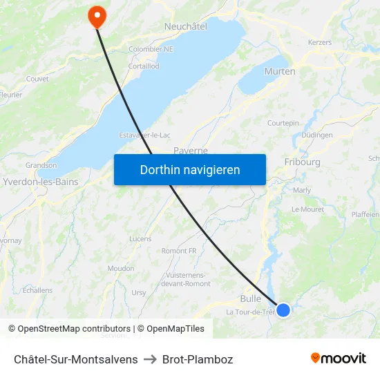 Châtel-Sur-Montsalvens to Brot-Plamboz map