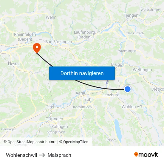 Wohlenschwil to Maisprach map