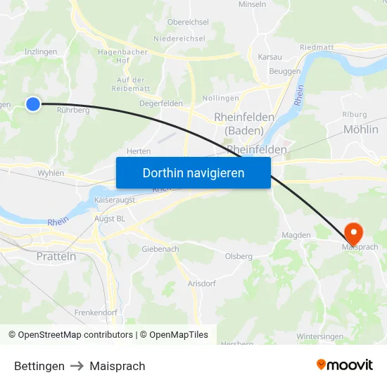 Bettingen to Maisprach map