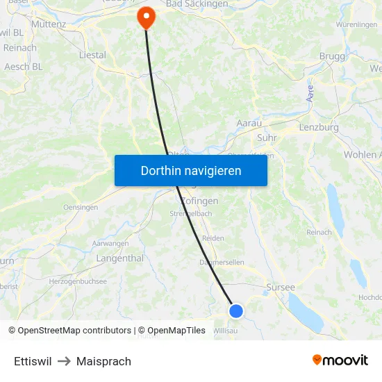 Ettiswil to Maisprach map