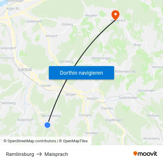 Ramlinsburg to Maisprach map