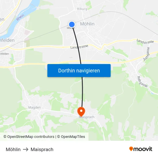Möhlin to Maisprach map