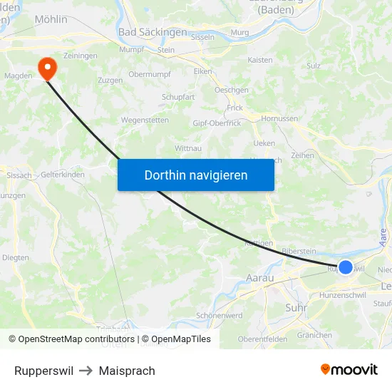 Rupperswil to Maisprach map