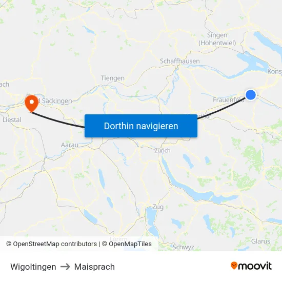 Wigoltingen to Maisprach map