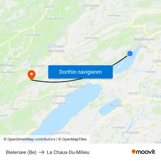 Bielersee (Be) to La Chaux-Du-Milieu map