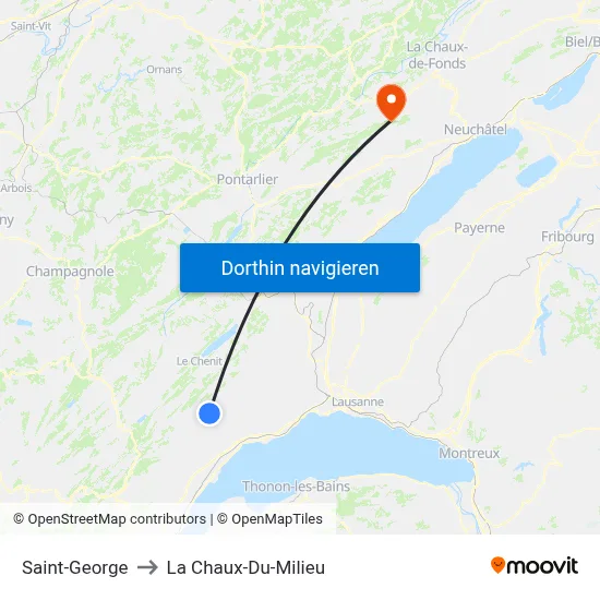Saint-George to La Chaux-Du-Milieu map