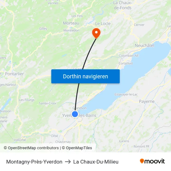 Montagny-Près-Yverdon to La Chaux-Du-Milieu map