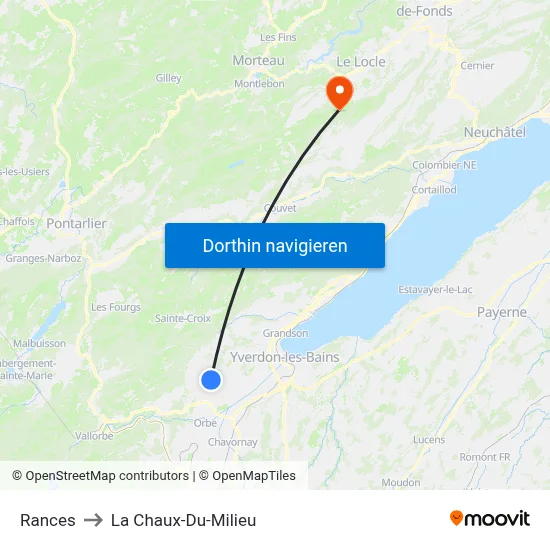 Rances to La Chaux-Du-Milieu map