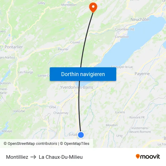 Montilliez to La Chaux-Du-Milieu map