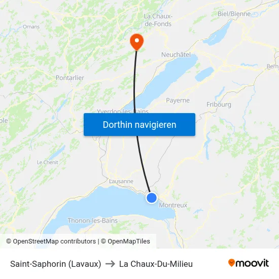 Saint-Saphorin (Lavaux) to La Chaux-Du-Milieu map