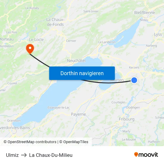 Ulmiz to La Chaux-Du-Milieu map