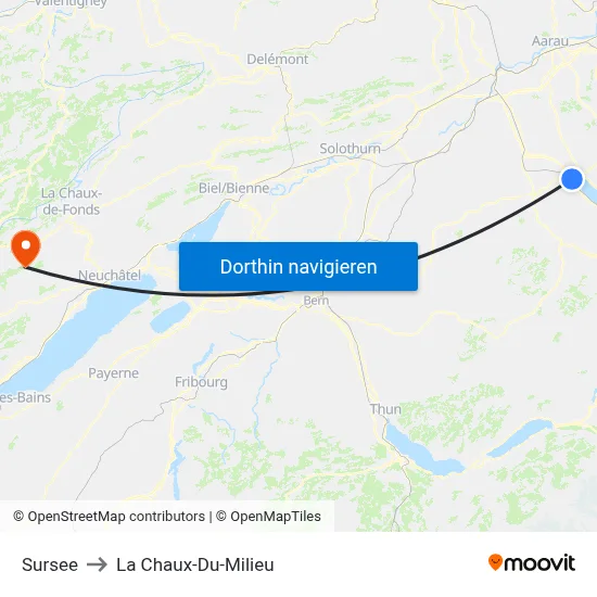 Sursee to La Chaux-Du-Milieu map