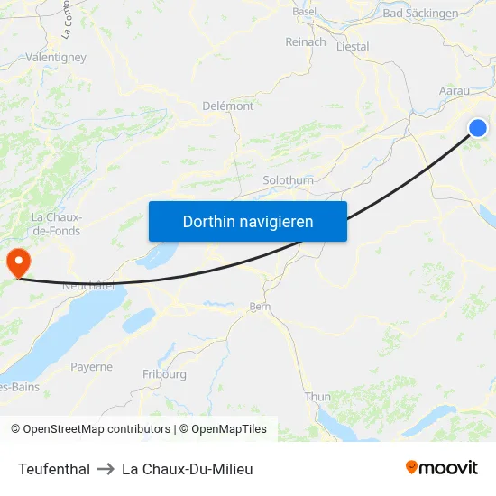Teufenthal to La Chaux-Du-Milieu map