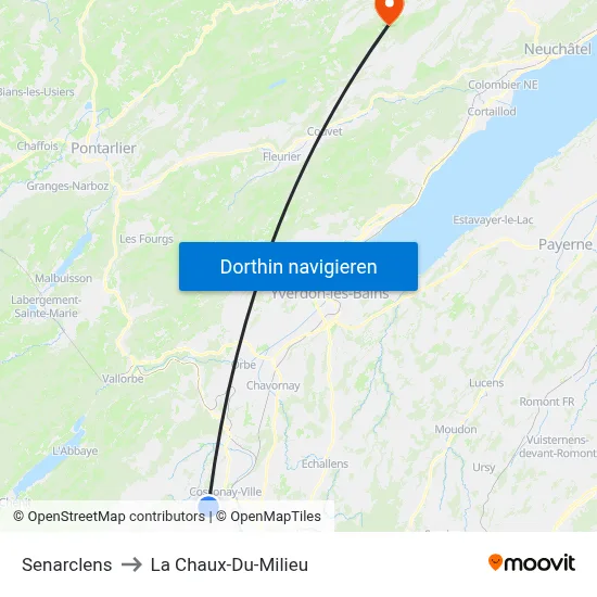Senarclens to La Chaux-Du-Milieu map