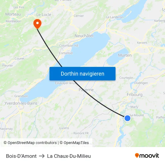 Bois-D’Amont to La Chaux-Du-Milieu map