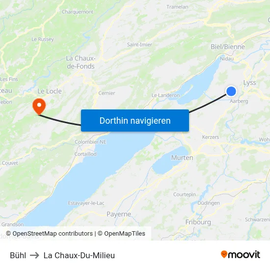 Bühl to La Chaux-Du-Milieu map
