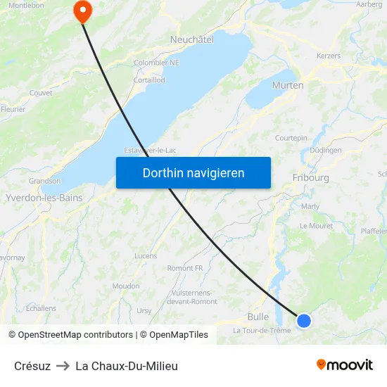 Crésuz to La Chaux-Du-Milieu map