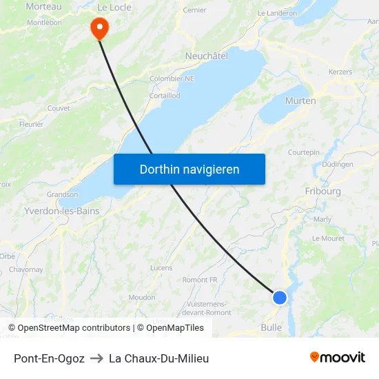 Pont-En-Ogoz to La Chaux-Du-Milieu map