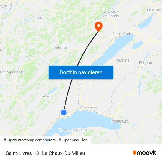 Saint-Livres to La Chaux-Du-Milieu map