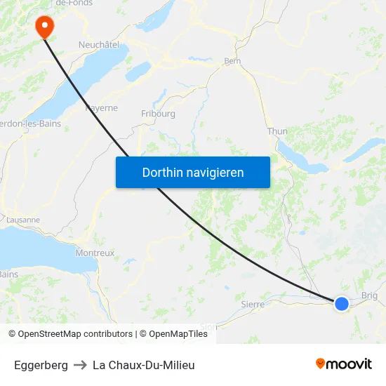 Eggerberg to La Chaux-Du-Milieu map
