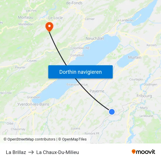 La Brillaz to La Chaux-Du-Milieu map