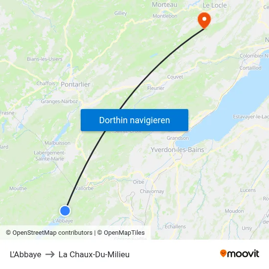 L'Abbaye to La Chaux-Du-Milieu map