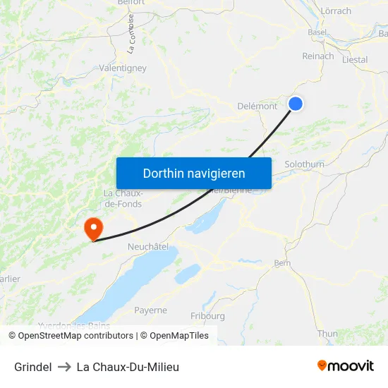 Grindel to La Chaux-Du-Milieu map