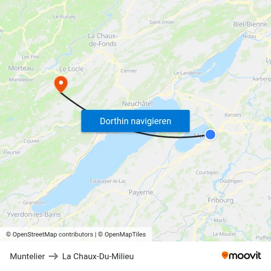 Muntelier to La Chaux-Du-Milieu map