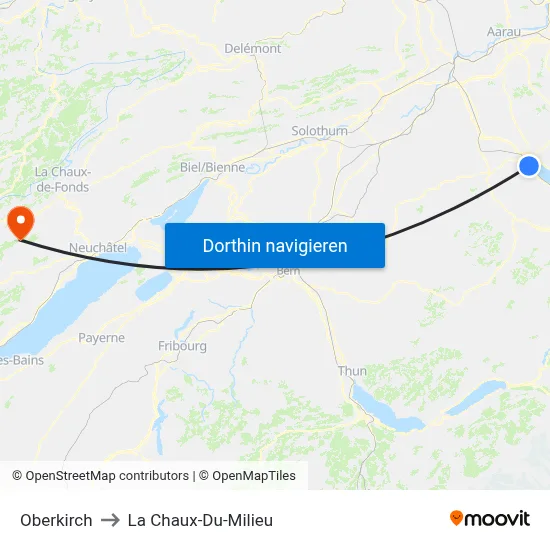 Oberkirch to La Chaux-Du-Milieu map