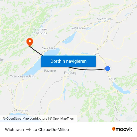 Wichtrach to La Chaux-Du-Milieu map